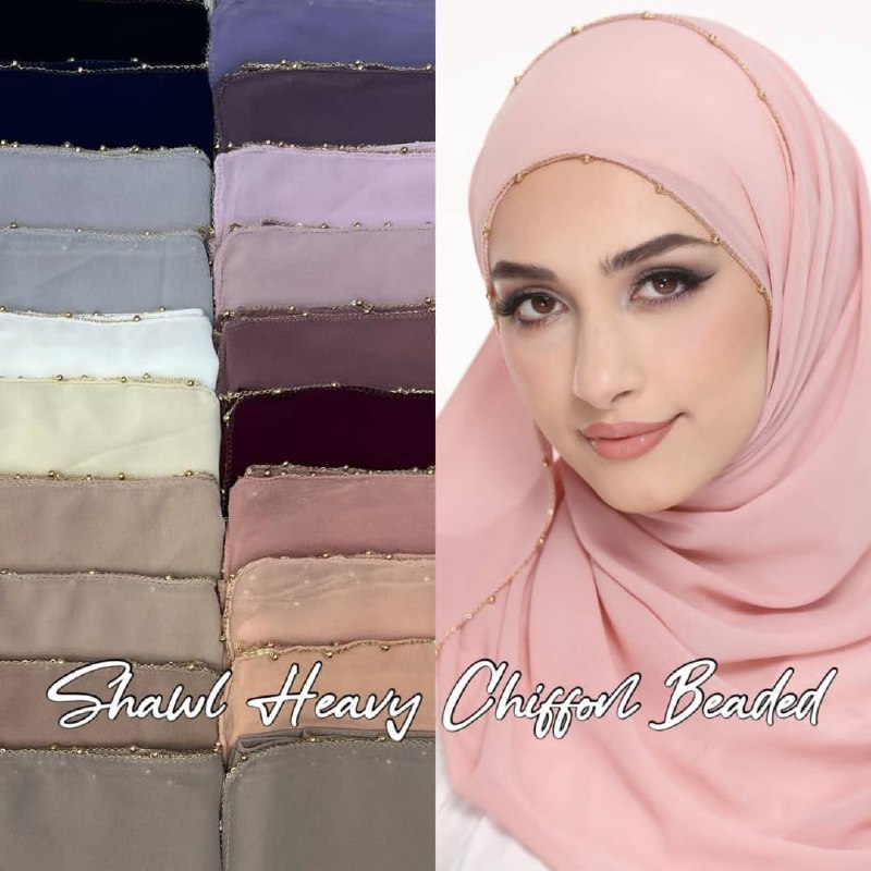 SHAWL CHIFFON GOLDEN BEADS