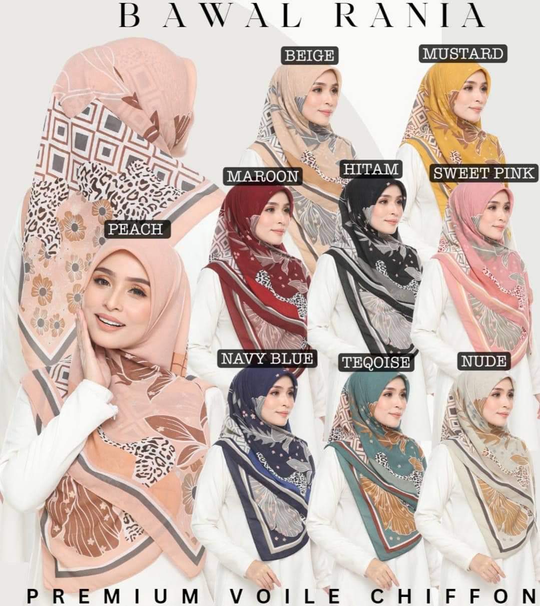 BAWAL RANIA CHIFFON VOILE DIMDOND                                                                                             BIDANG 45     