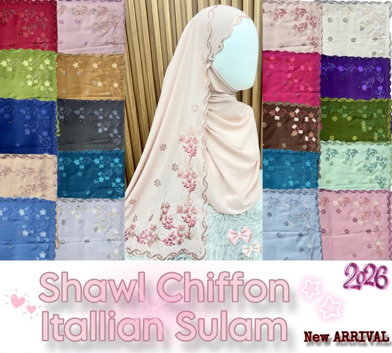 SHAWL SULAM DIAMOND ITALIAN CHIFFON PLAIN